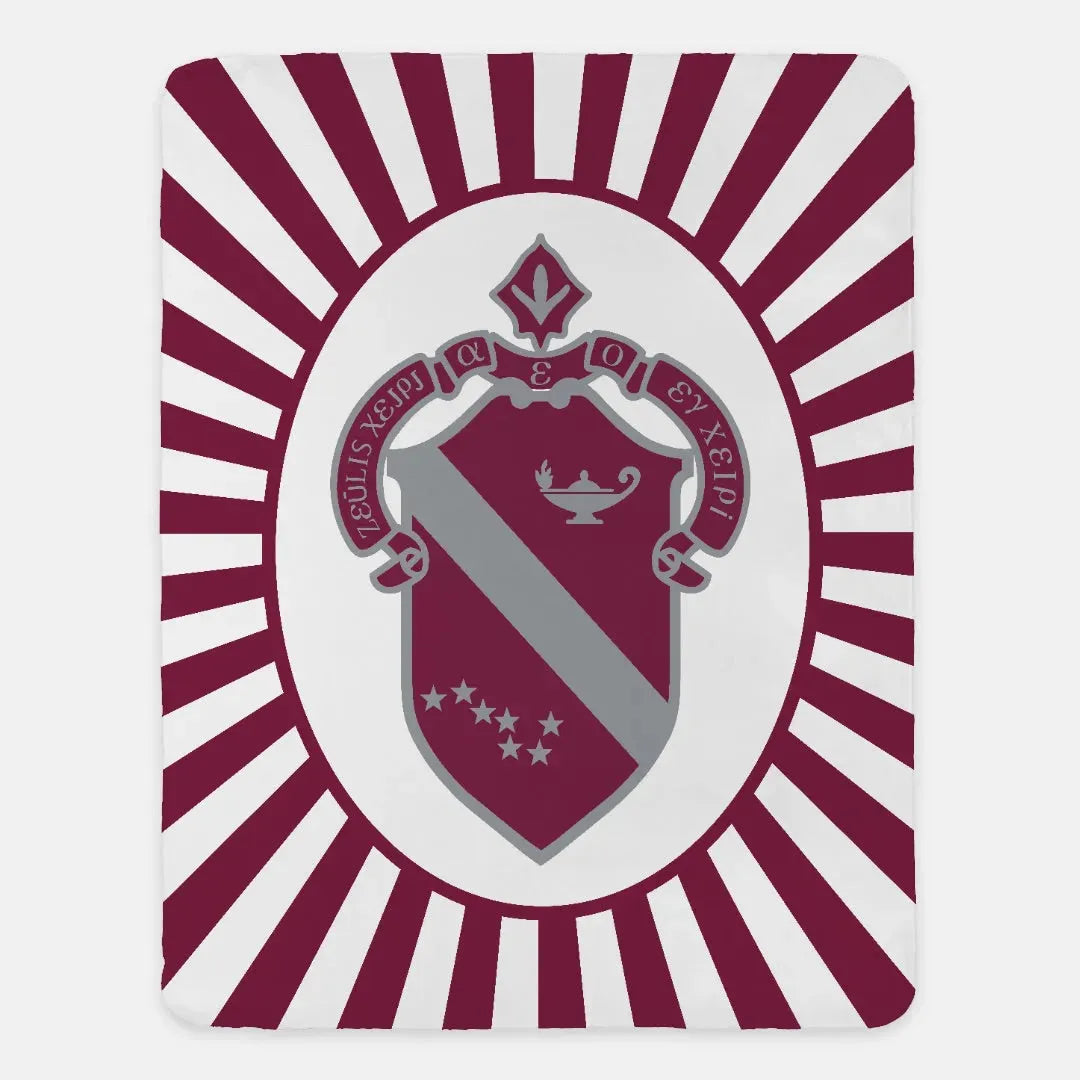 Alpha Phi XL 60x80 Sherpa Blanket - Starburst Crest Throw Blankets