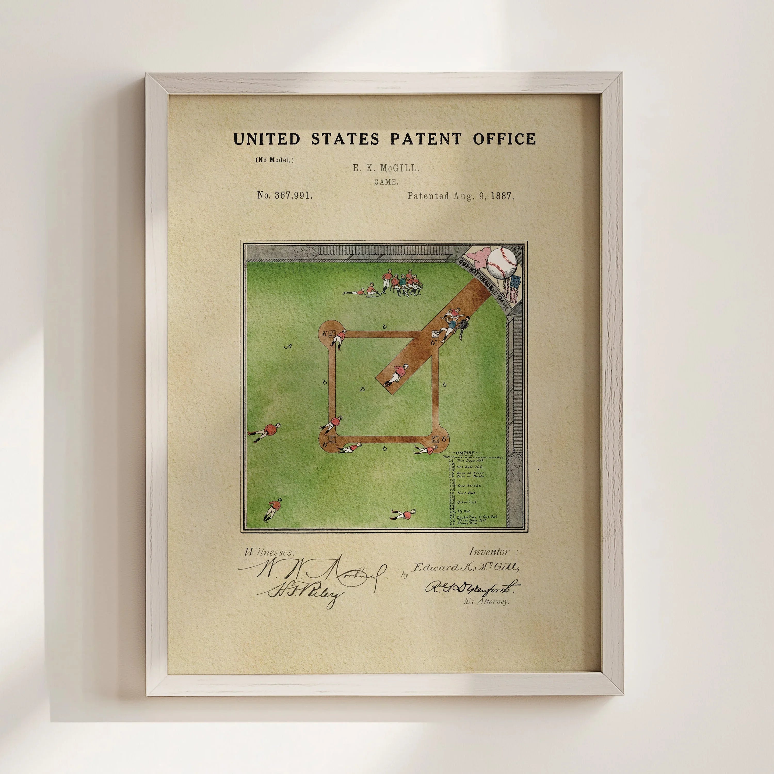 Baseball Field US Patent Art Print | Sports-Themed Dorm Decor | Campus Greek Fit