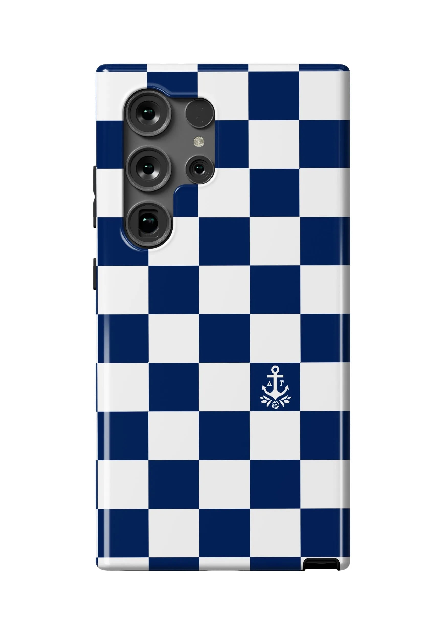 Delta Gamma Samsung Galaxy 24, 23 Mobile Phone Case - Navy Check Gloss Mobile Phone Cases