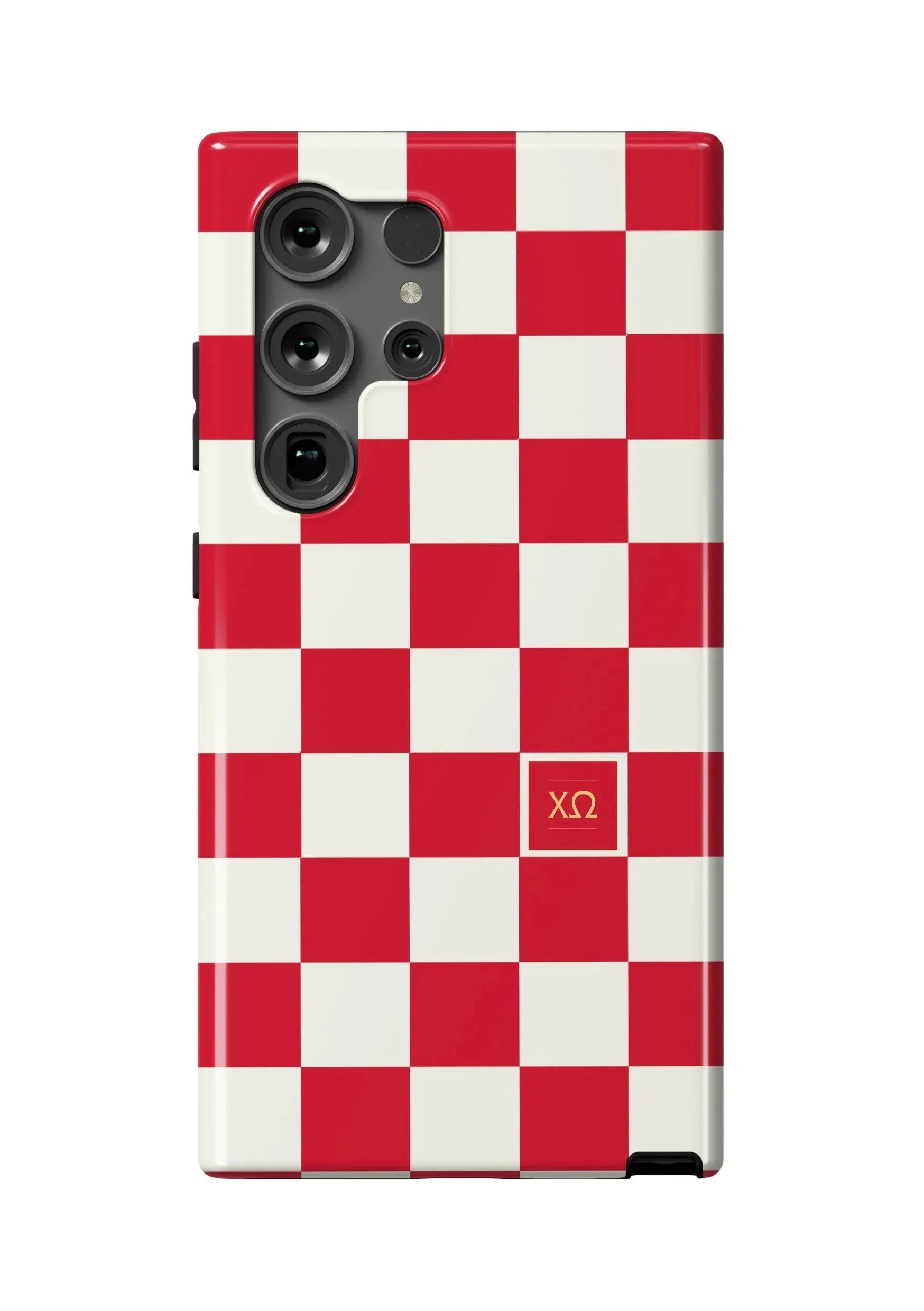 Chi Omega Samsung Galaxy 24, 23 Mobile Phone Case - Red Check Gloss Mobile Phone Cases