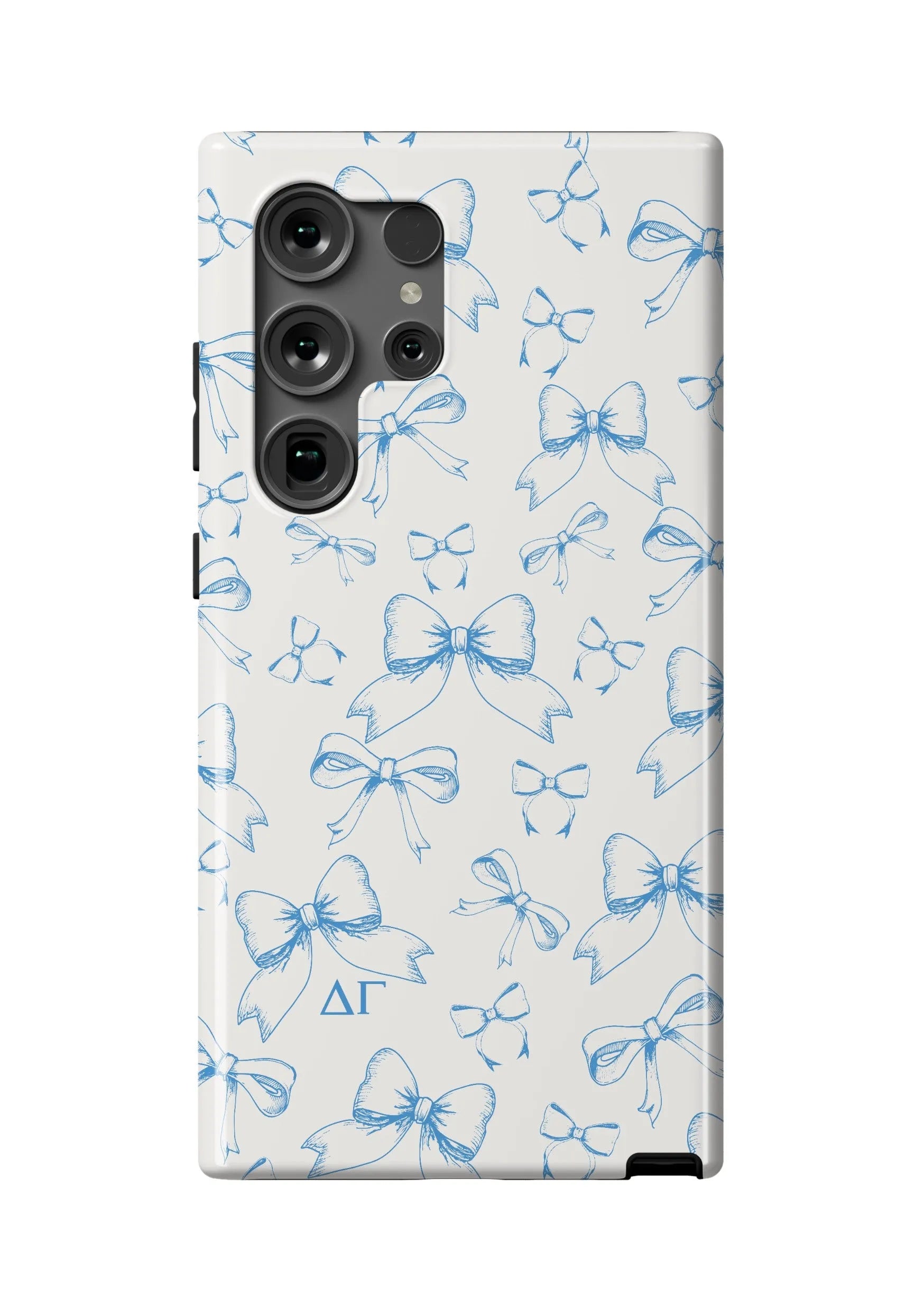 Delta Gamma Samsung Galaxy 24, 23 Mobile Phone Case - Blue Bows Gloss Mobile Phone Cases