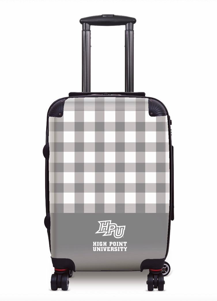 High Point University Carry-On Suitcase - Gingham Silver-Gray Suitcases