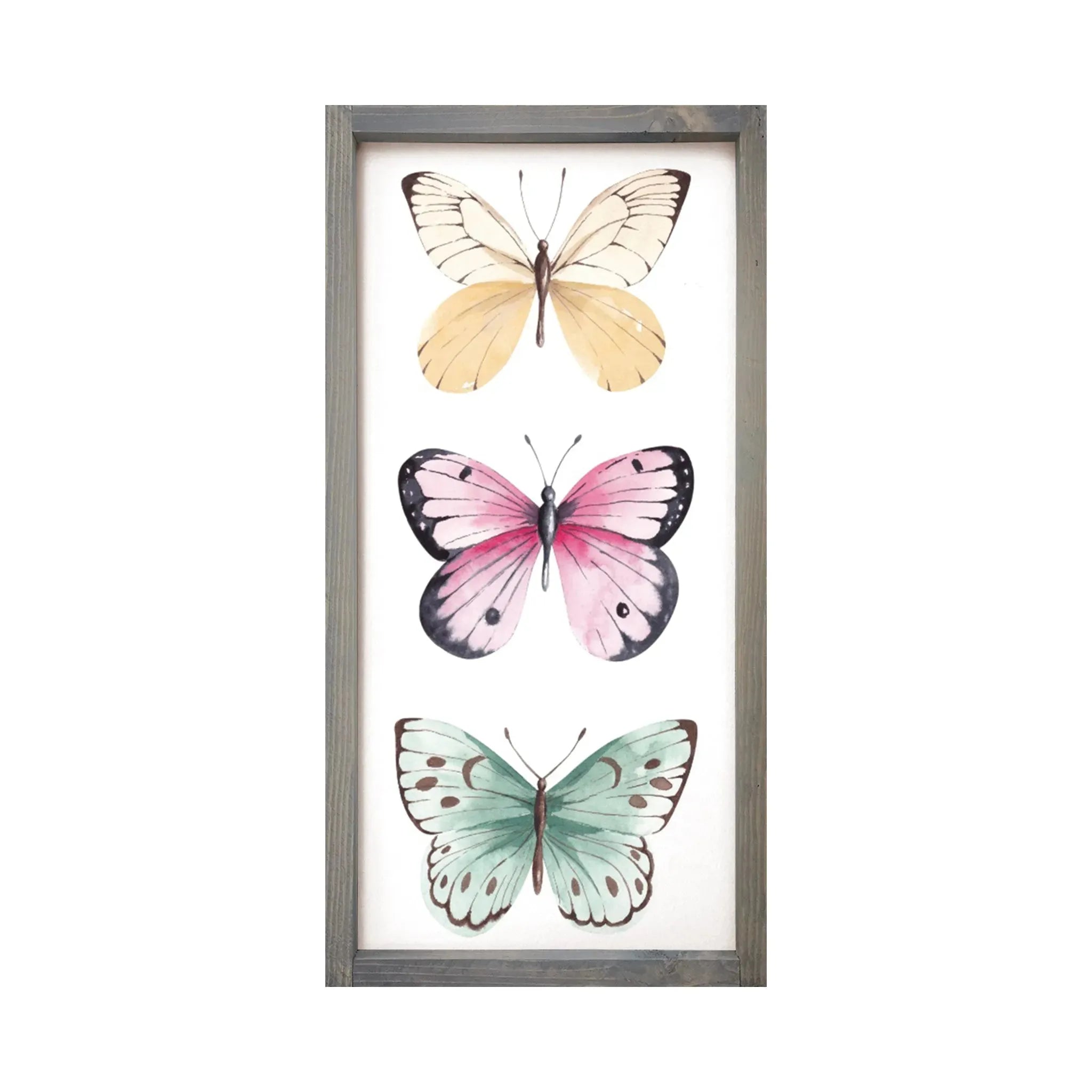 Butterflies Framed Wood Sign 12x24 Weathered Gray Wall Art & Signs
