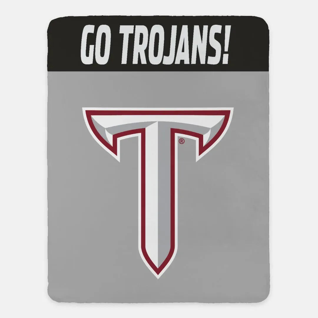 Troy University XL 60x80 Sherpa Throw Blanket - Go Trojans! Throw Blankets