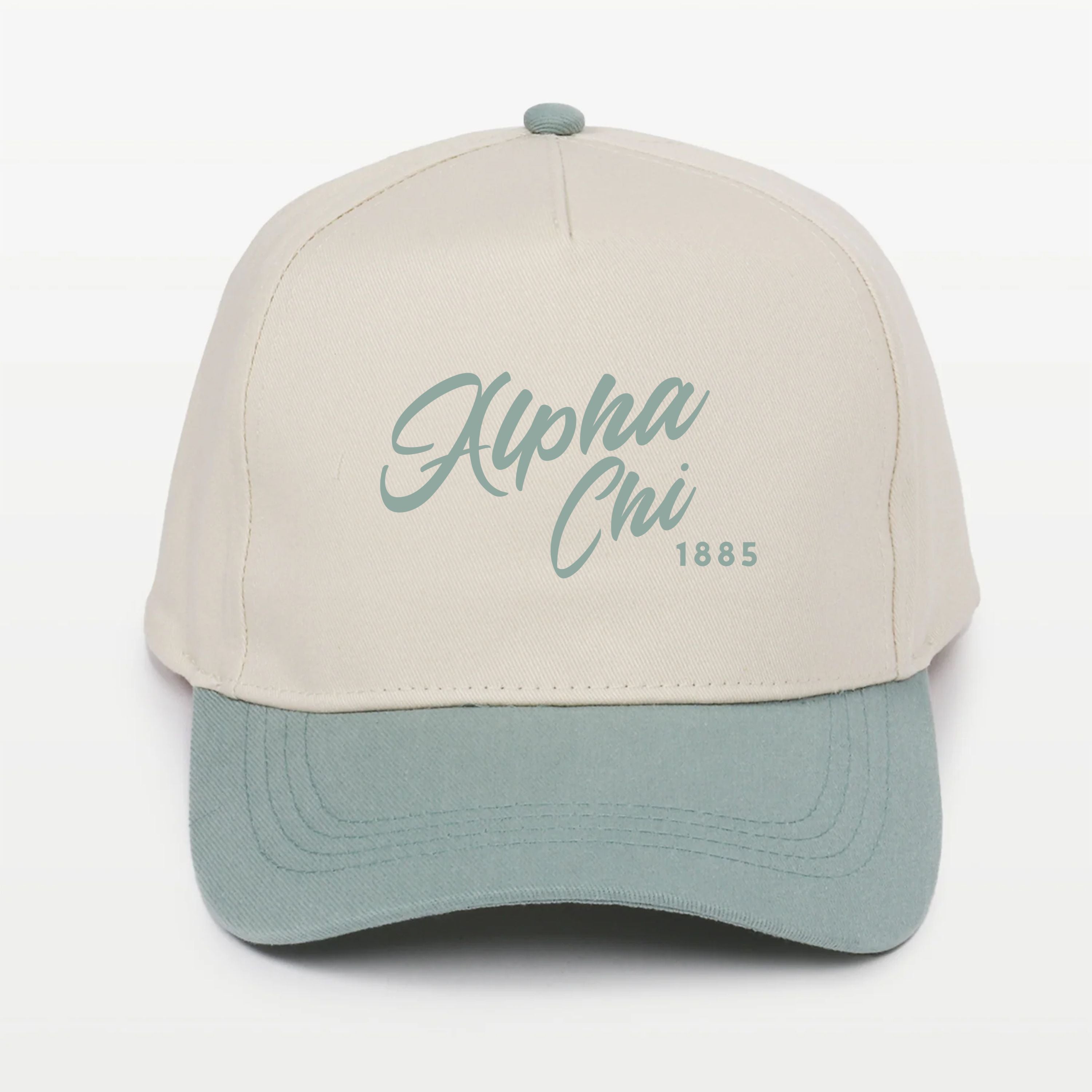 Alpha Chi Embroidered Two-Tone Baseball Cap - Script 1885 | AXO Gifts