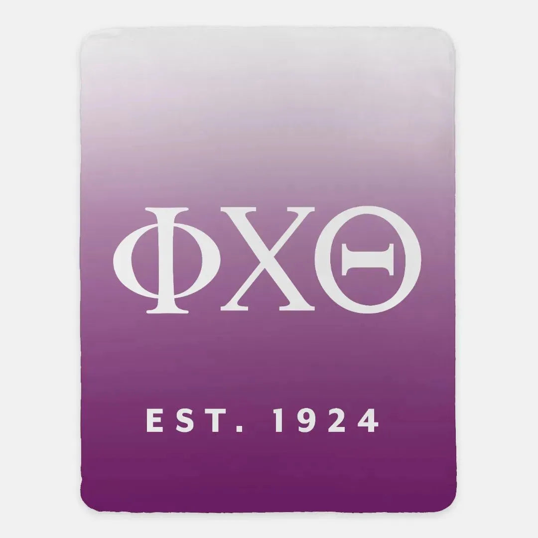 Phi Chi Theta XL 60x80 Purple Gradient Sherpa Blanket Throw Blankets
