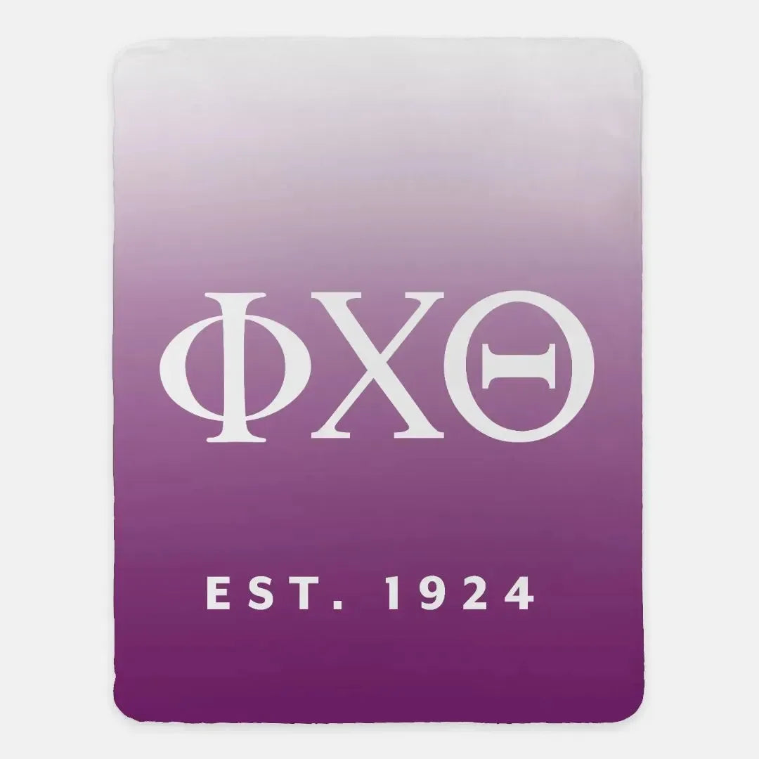 Phi Chi Theta XL 60x80 Purple Gradient Sherpa Blanket Throw Blankets
