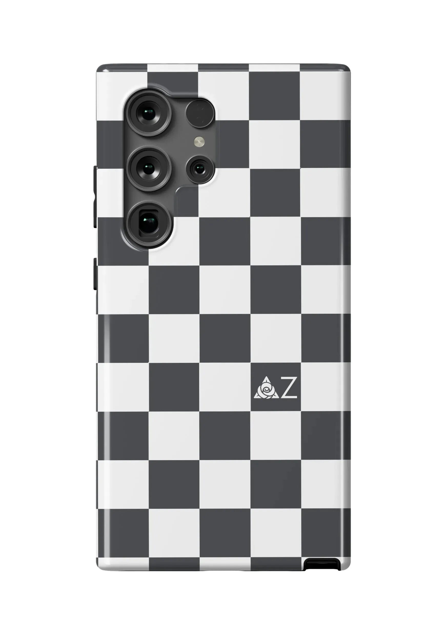 Delta Zeta Samsung Galaxy 24, 23 Mobile Phone Case - Gray Check Gloss Mobile Phone Cases