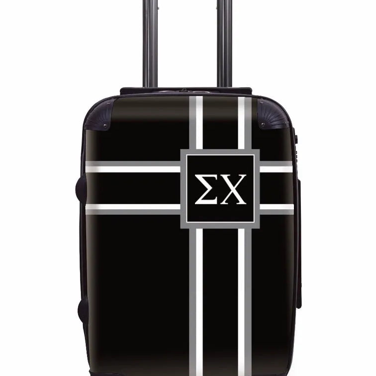 Sigma Chi Carry-On Suitcase - Cross Stripes Black Suitcases