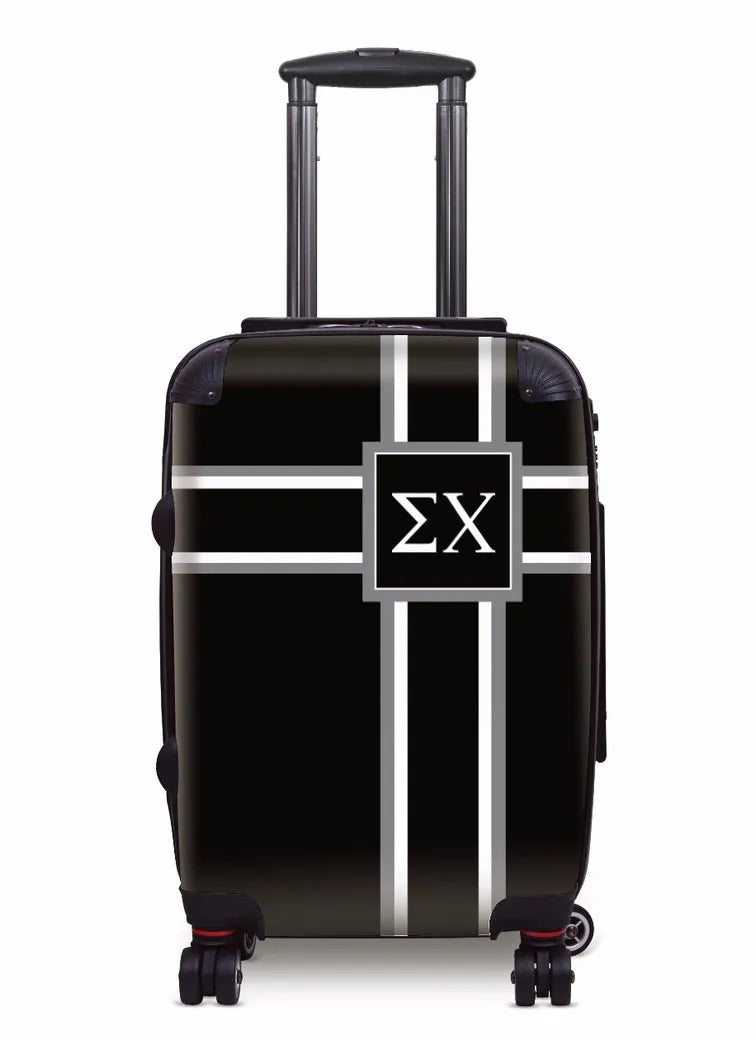 Sigma Chi Carry-On Suitcase - Cross Stripes Black Suitcases
