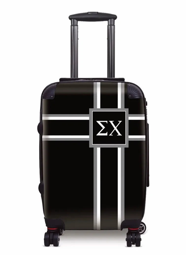 Sigma Chi Carry-On Suitcase - Cross Stripes Black Suitcases