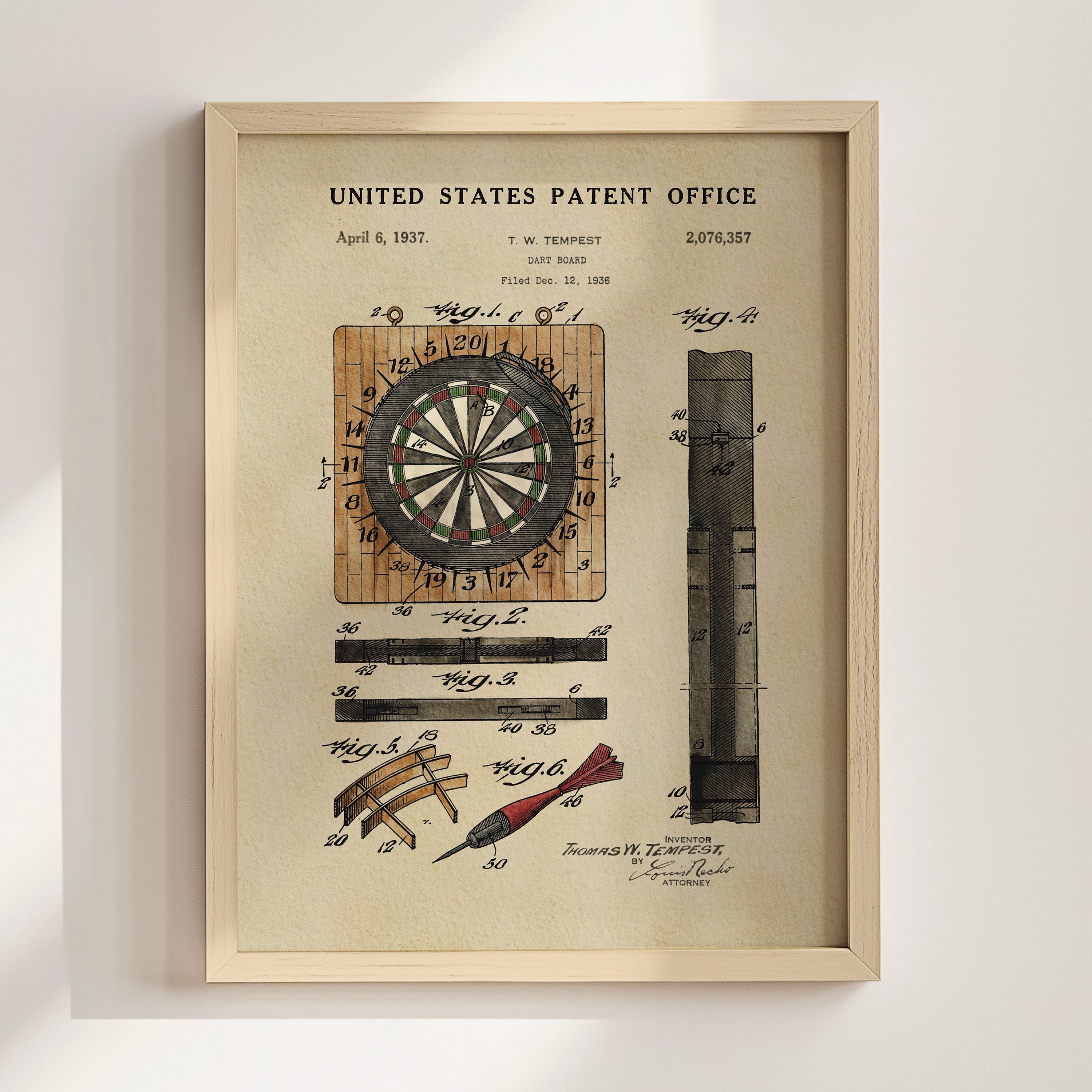 Dartboard US Patent Print | Dorm Decor for Guys Room | Wall Art