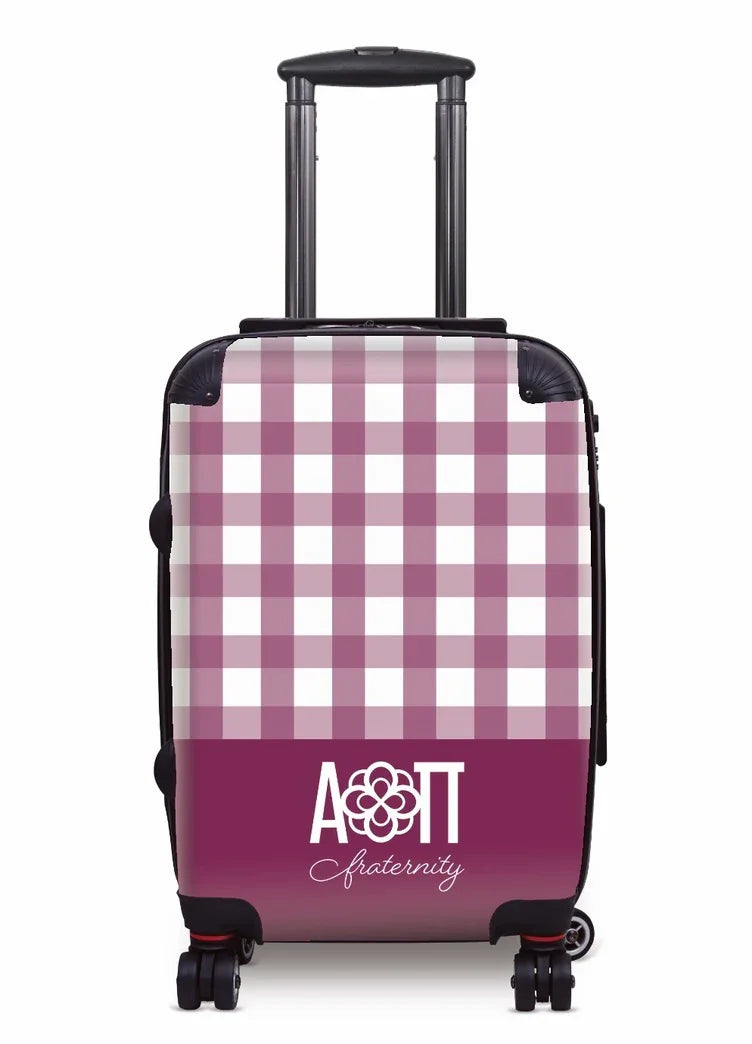 Alpha Omicron Pi Carry-on Suitcase - Gingham Purple Suitcases