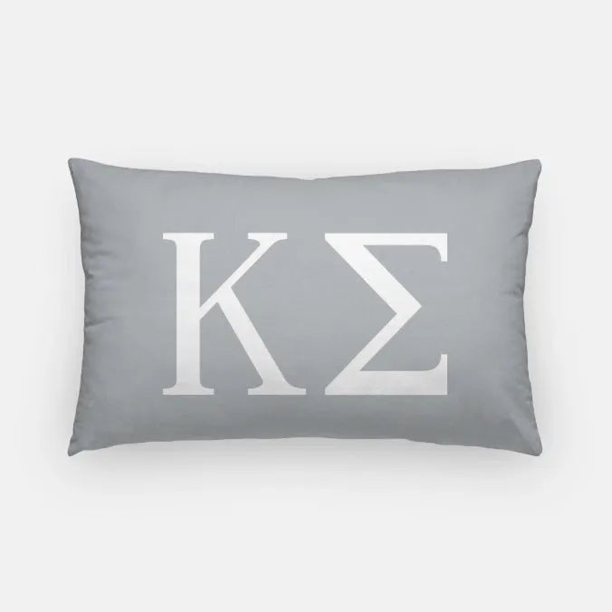 Kappa Sigma Lumbar Pillow Cover - Greek Letters Light Gray Pillow Covers