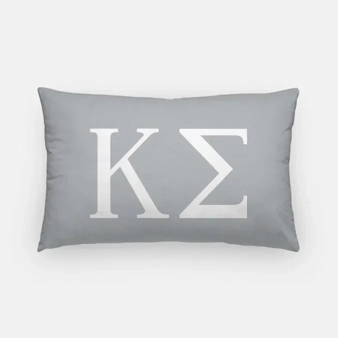 Kappa Sigma Lumbar Pillow Cover - Greek Letters Light Gray Pillow Covers