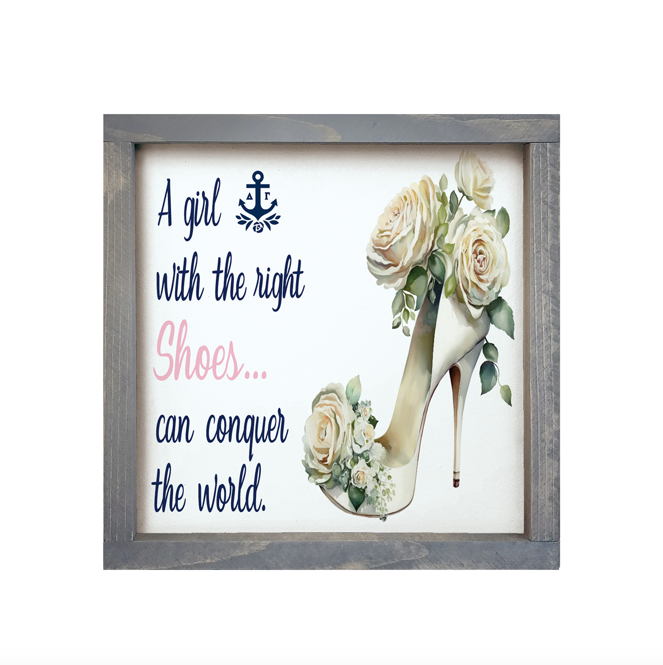 Delta Gamma 12x12 Wood Framed Sign - The Right Shoes | DG Wall Art