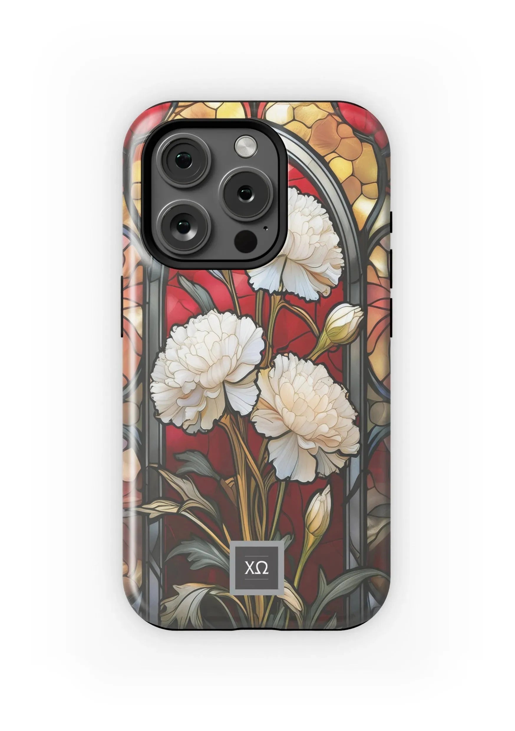 Chi Omega iPhone 16, 15, 14 Mobile Phone Case - Stained Glass Matte Mobile Phone Cases