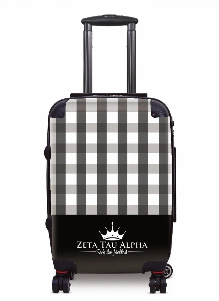 Zeta Tau Alpha Carry-on Luggage - Gingham Black Suitcases
