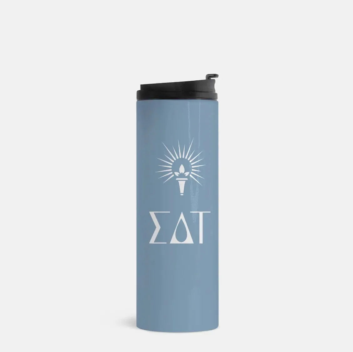 Sigma Delta Tau Tumbler - Greek Letters 16 oz. Droplet Blue Drinkware