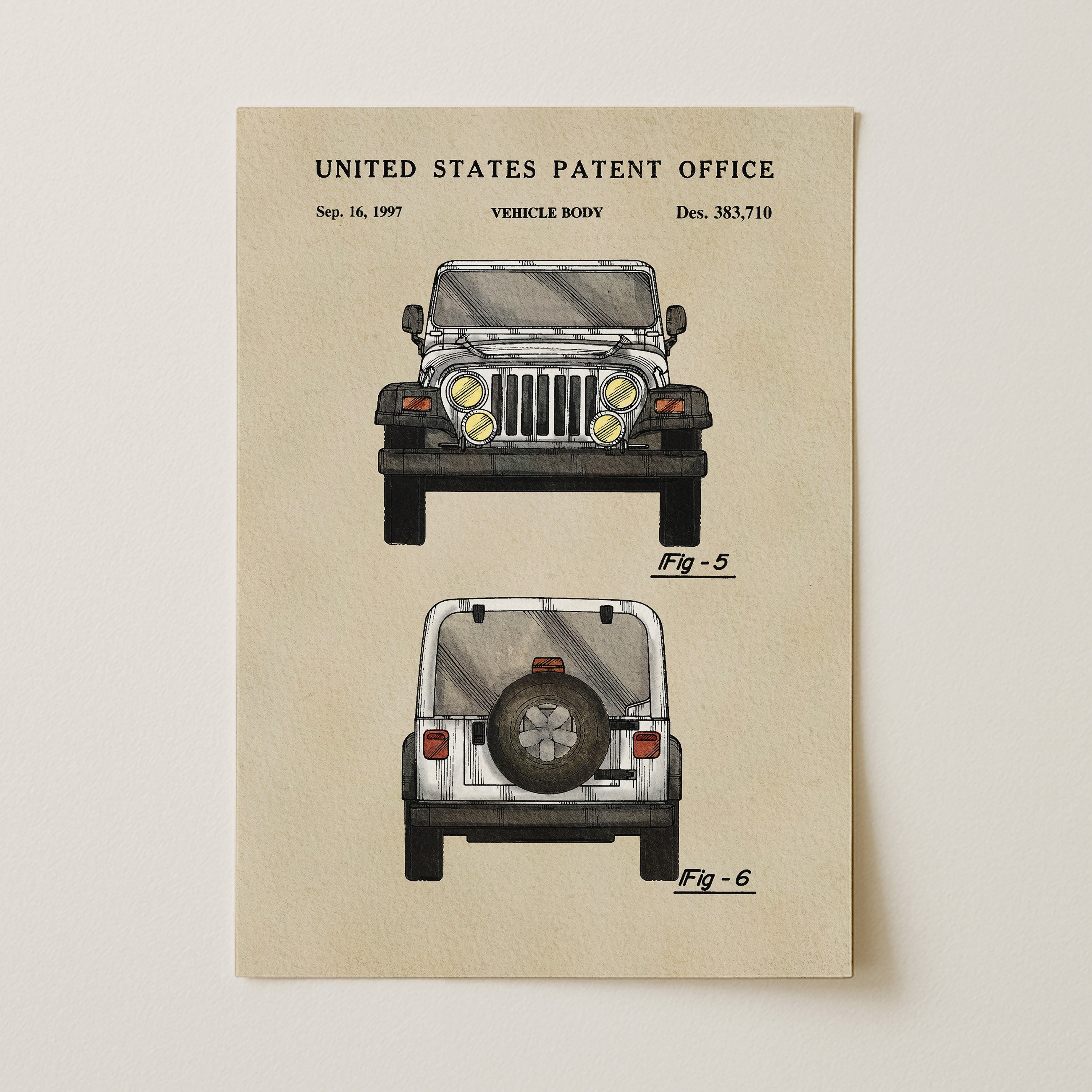 Jeep US Patent Art Print | Wall Art | Dorm Decor - Campus Greek Fit