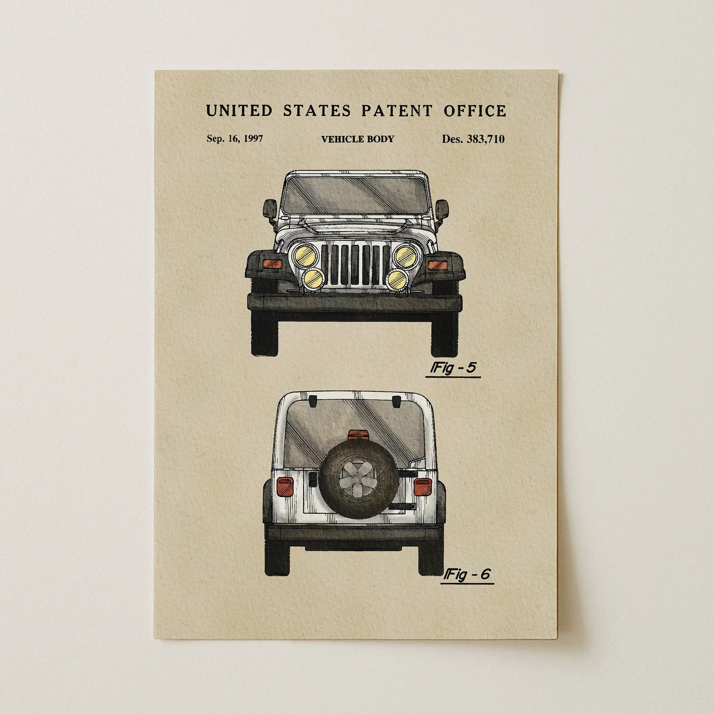 Jeep US Patent Art Print | Wall Art | Dorm Decor - Campus Greek Fit