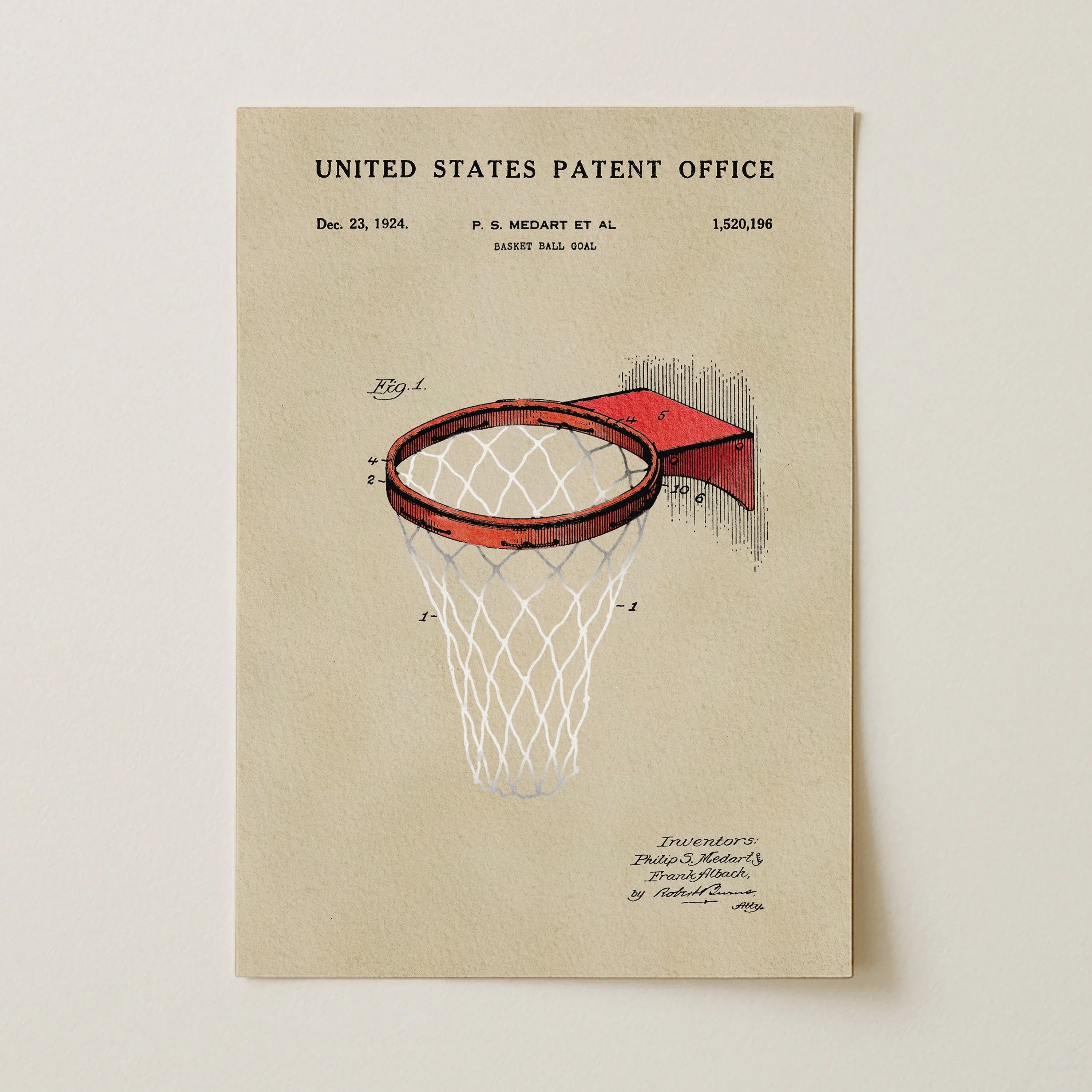 Basketball Hoop US Art Print | Guys Dorm Room Decor | Wall Art