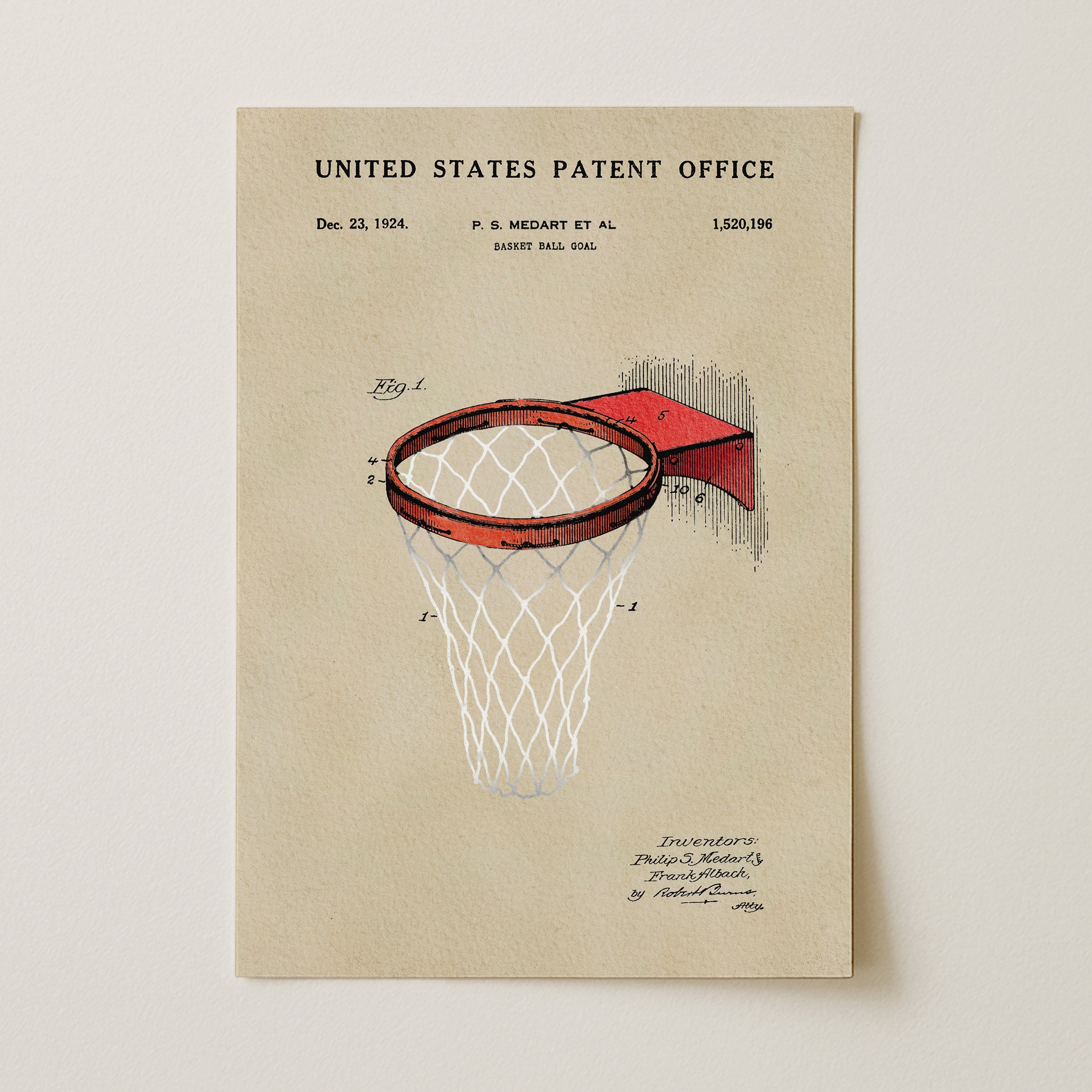 Basketball Hoop US Art Print | Guys Dorm Room Decor | Wall Art
