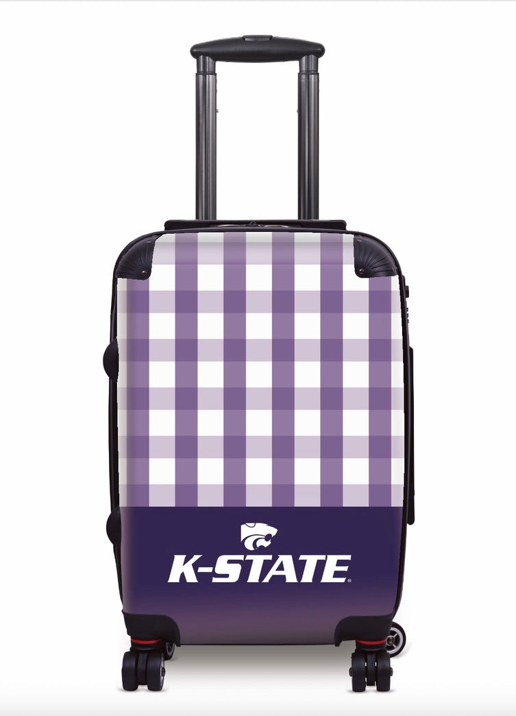 Kansas State University 20" Carry-On Suitcase Luggage - Gingham Purple Suitcases