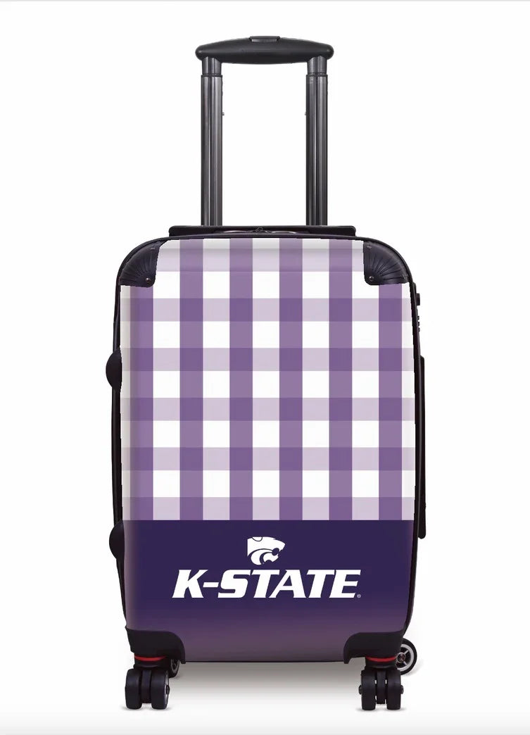 Kansas State University 20" Carry-On Suitcase Luggage - Gingham Purple Suitcases