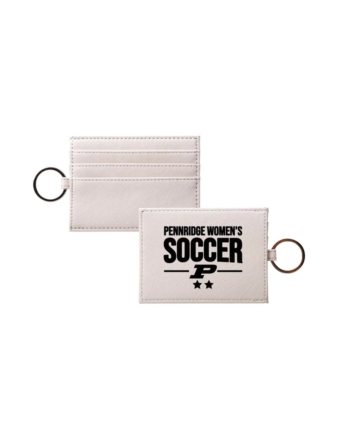 Pennridge Women's Soccer Vegan Saffiano Leather Keychain Card Holder Black Travel Wallet