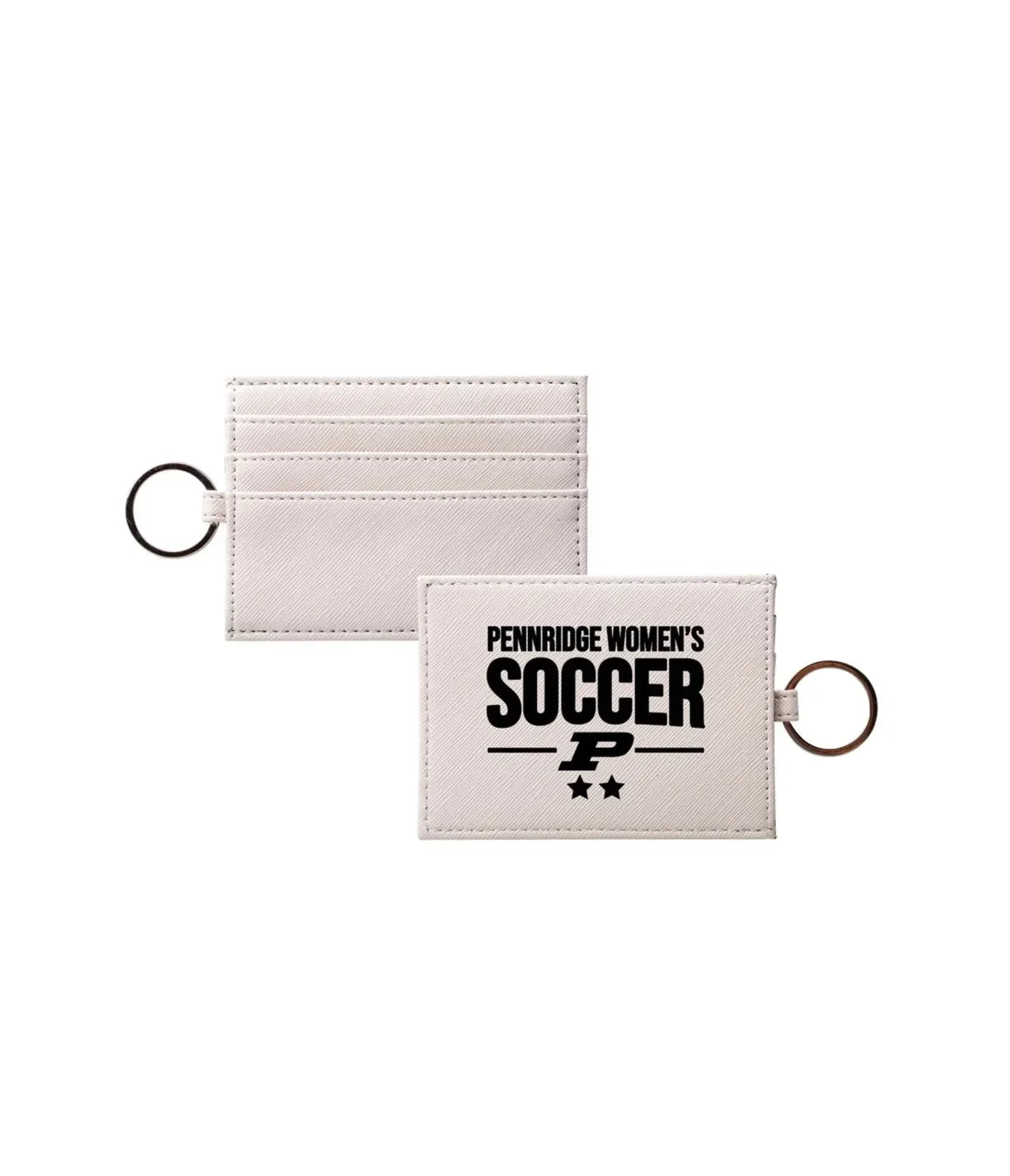 Pennridge Women's Soccer Vegan Saffiano Leather Keychain Card Holder Black Travel Wallet