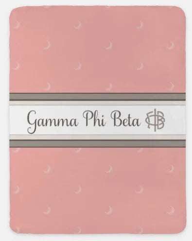 Gamma Phi Beta XL 60x80 Sherpa Throw Blanket - Crescent Blush Throw Blankets