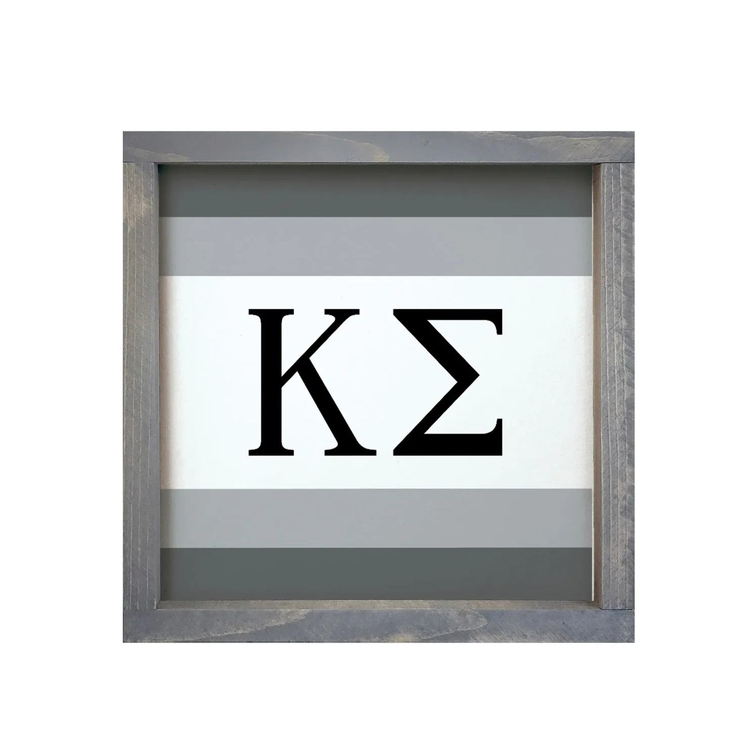 Kappa Sigma 12x12 Wood Framed Sign - Stripes Gray Weathered Gray Wall Art & Signs