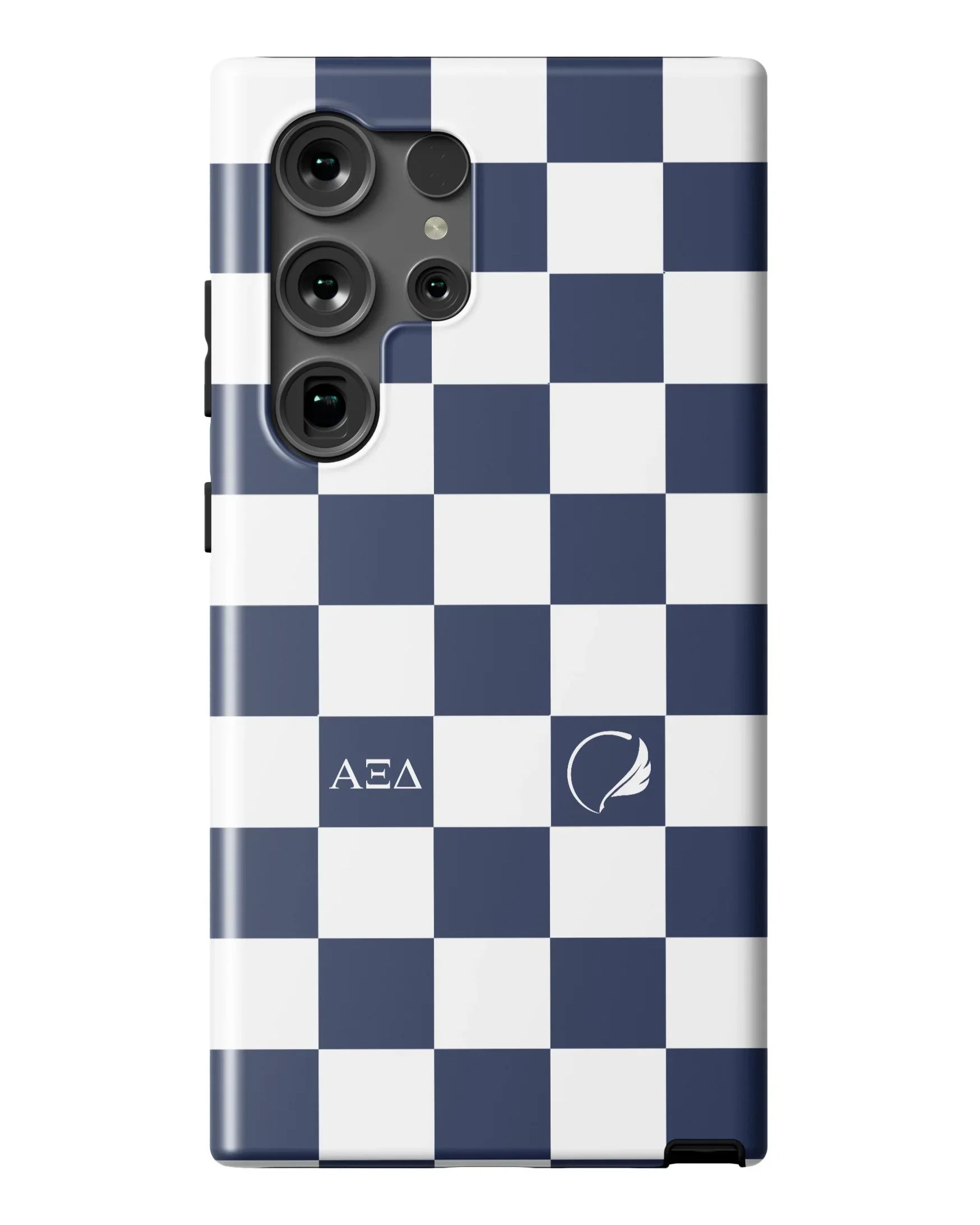 Alpha Xi Delta Samsung Galaxy 24, 23 Mobile Phone Case - Blue Check