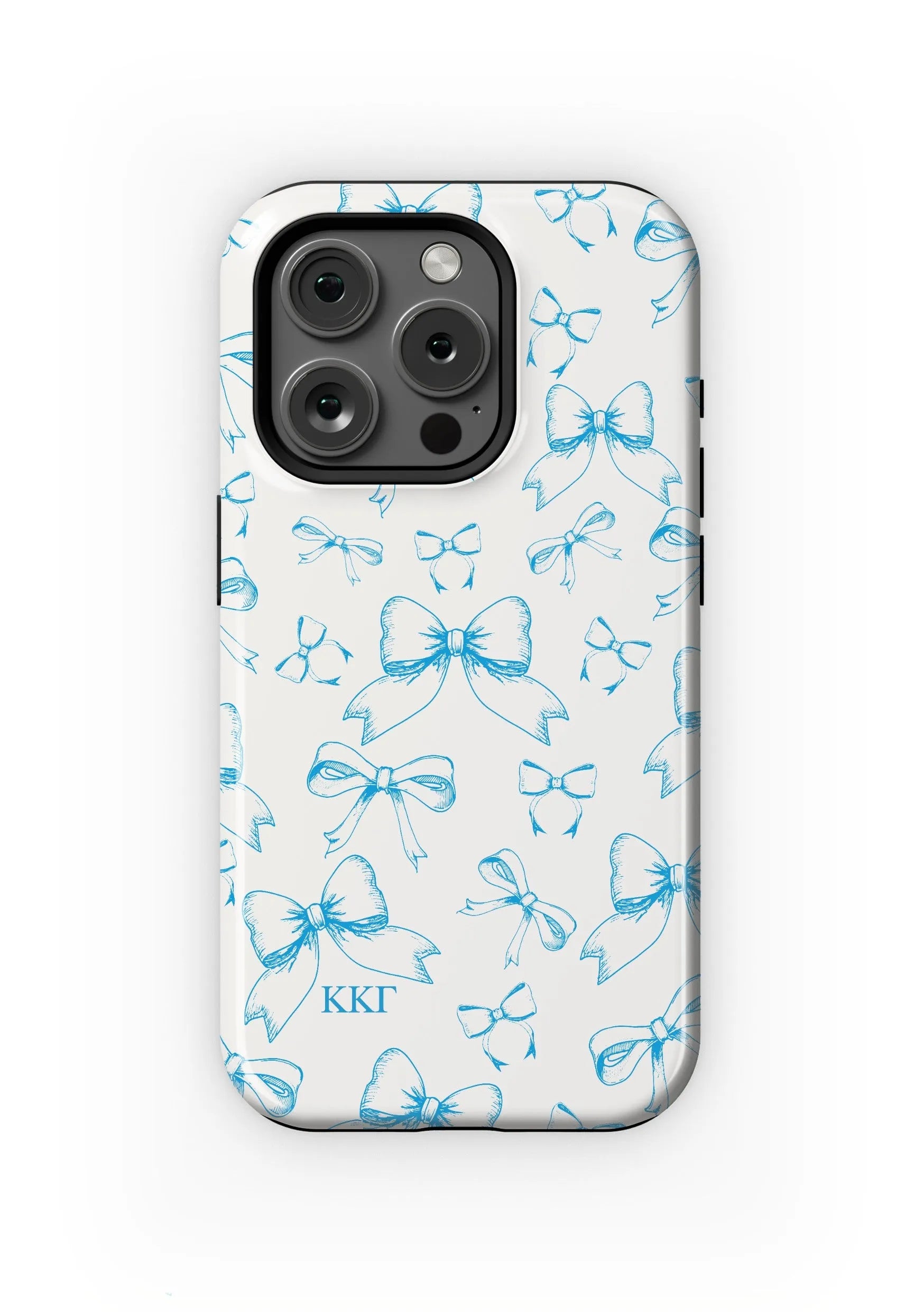 Kappa Kappa Gamma iPhone 16, 15, 14 Mobile Phone Case - Blue Bows Gloss Mobile Phone Cases