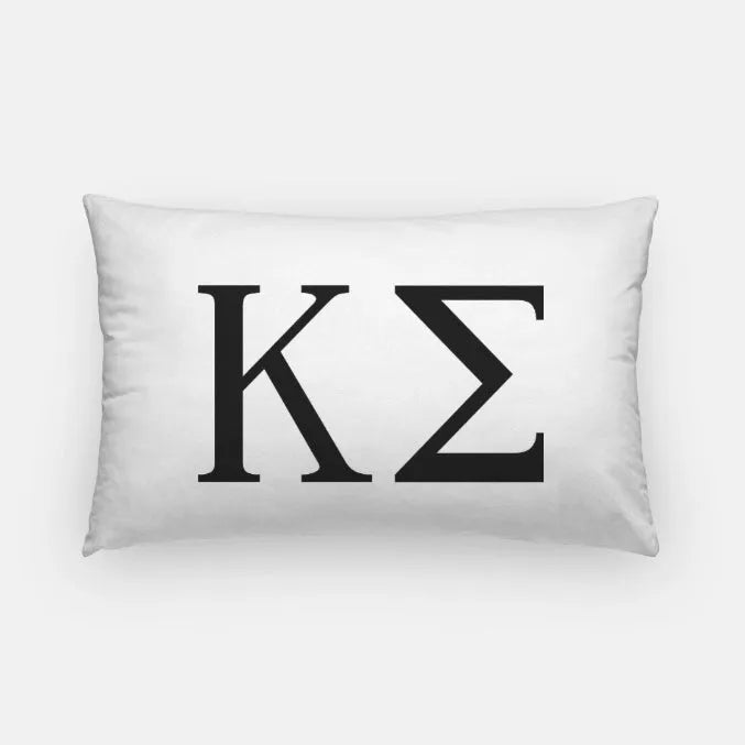 Kappa Sigma Lumbar Pillow Cover - Greek Letters White Black Pillow Covers
