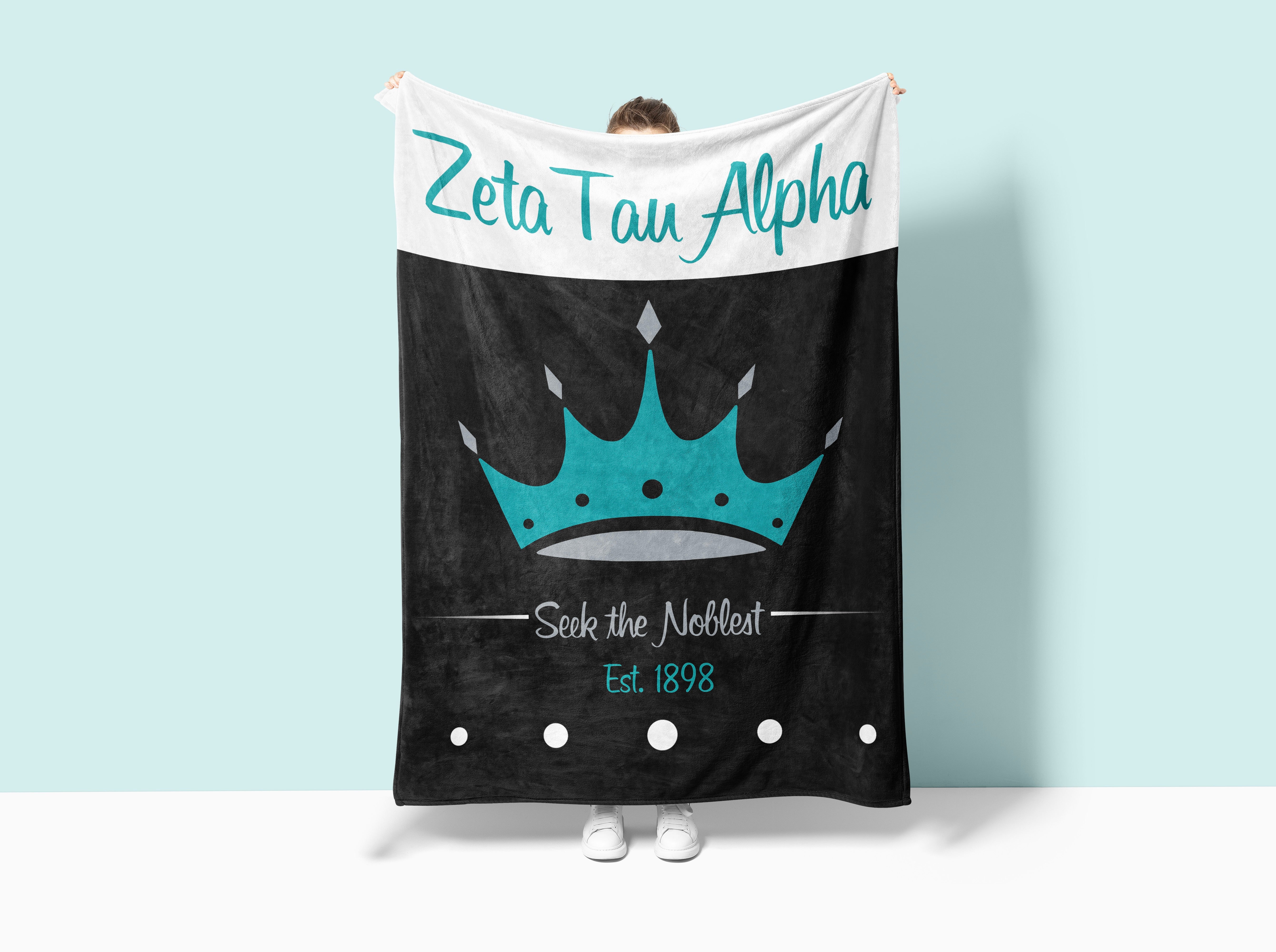 Zeta Tau Alpha XL 60x80 Sherpa Blanket - Crown Wide Band | ZTA Gifts