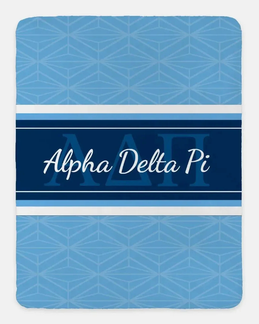 Alpha Delta Pi XL 60x80 Sherpa Throw Blanket - Midnight Horizon Diamond Throw Blankets