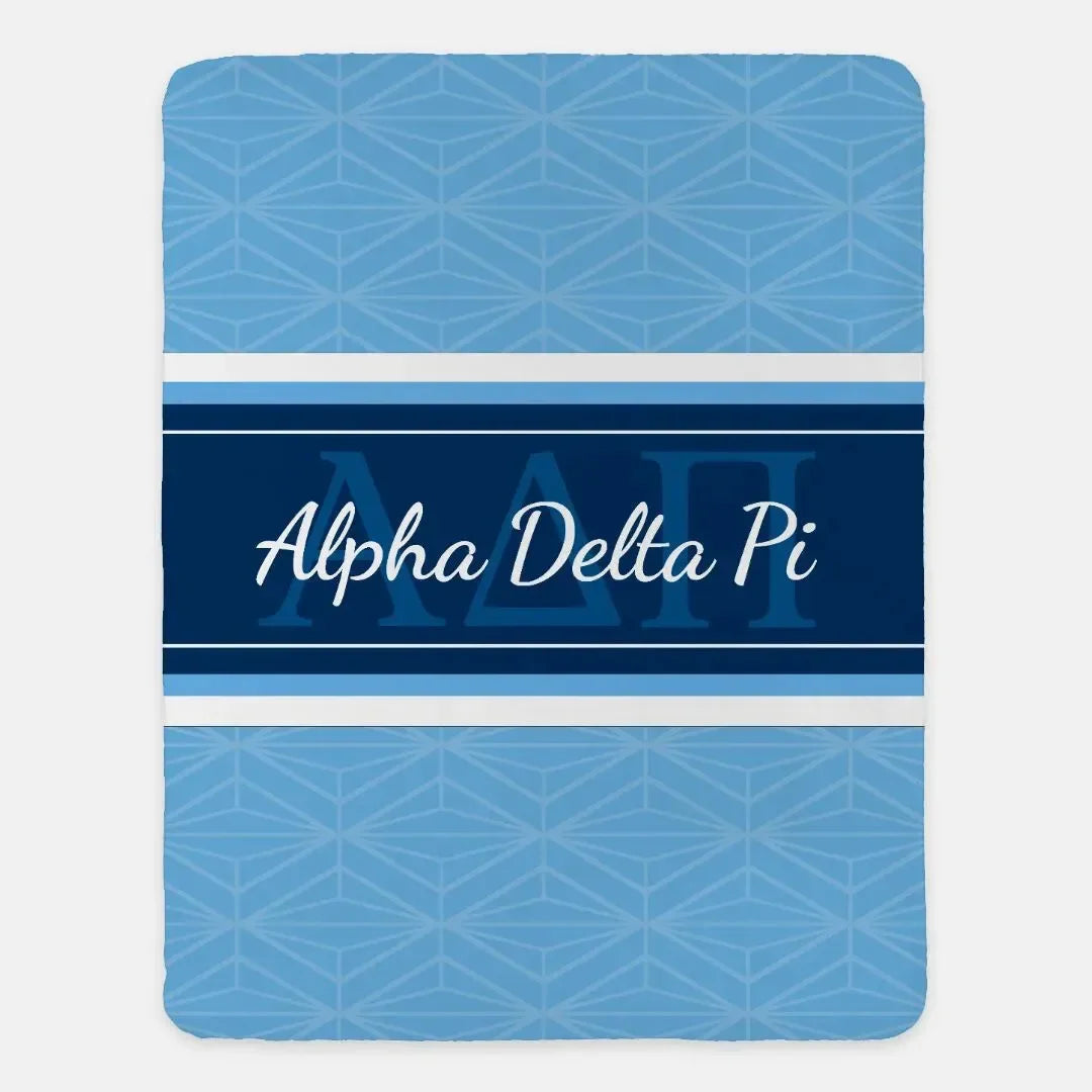 Alpha Delta Pi XL 60x80 Sherpa Throw Blanket - Midnight Horizon Diamond Throw Blankets