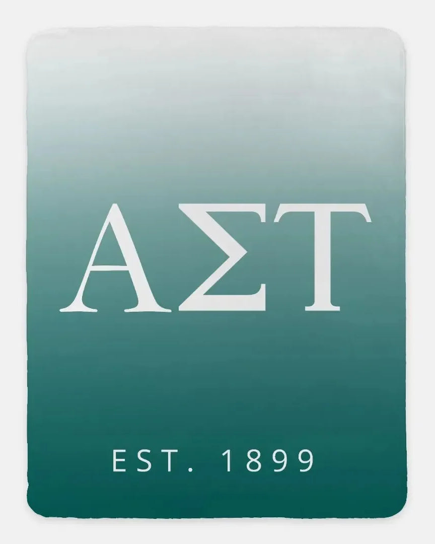 Alpha Sigma Tau XL 60x80 Sherpa Throw Blanket - Gradient Throw Blankets