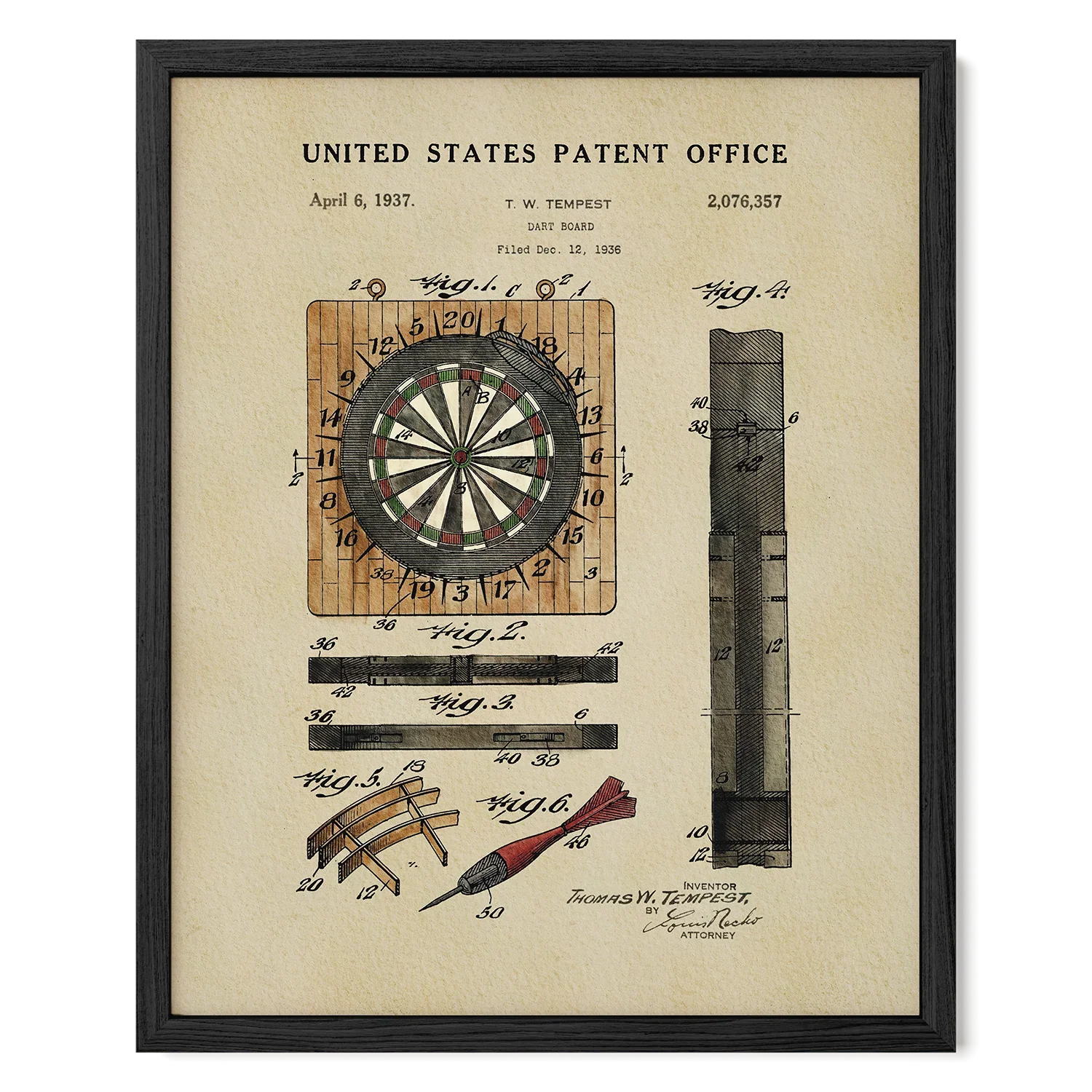 Dartboard US Patent Print | Dorm Decor for Guys Room | Wall Art