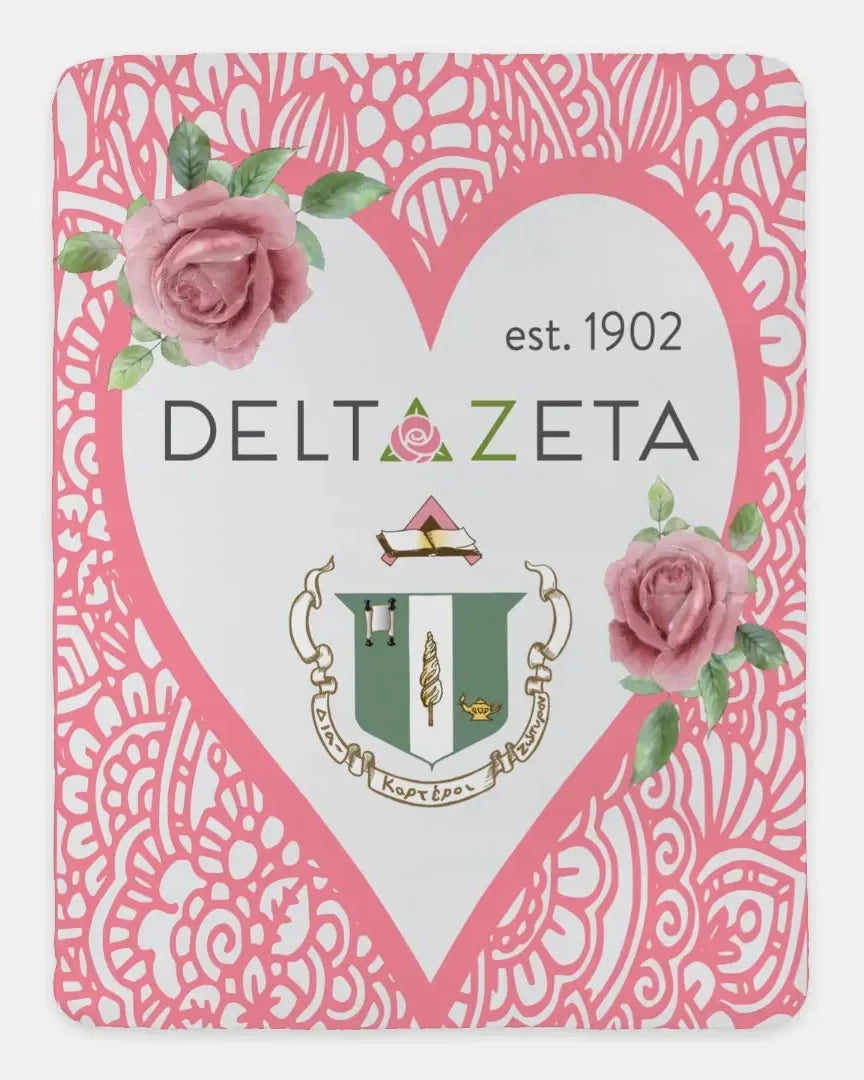 Delta Zeta XL 60x80 Sherpa Throw Blanket - Mandala Heart Throw Blankets