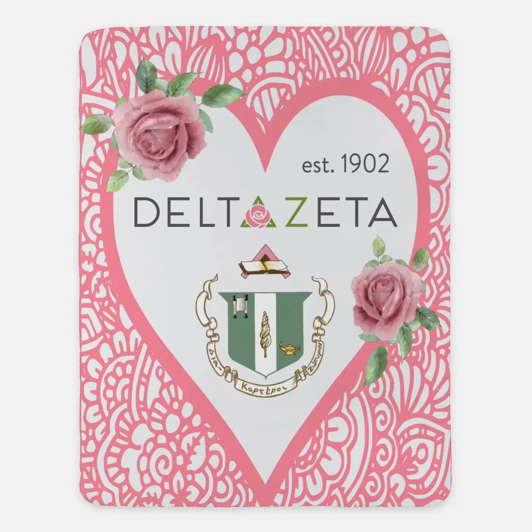Delta Zeta XL 60x80 Sherpa Throw Blanket - Mandala Heart Throw Blankets