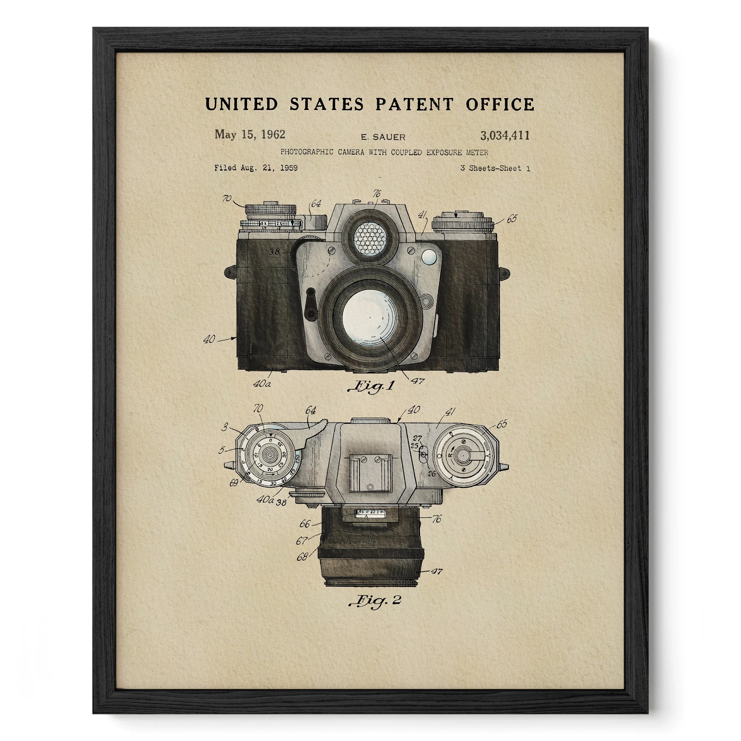 Modern Camera US Patent Wall Print | Dorm Decor | Wall Art