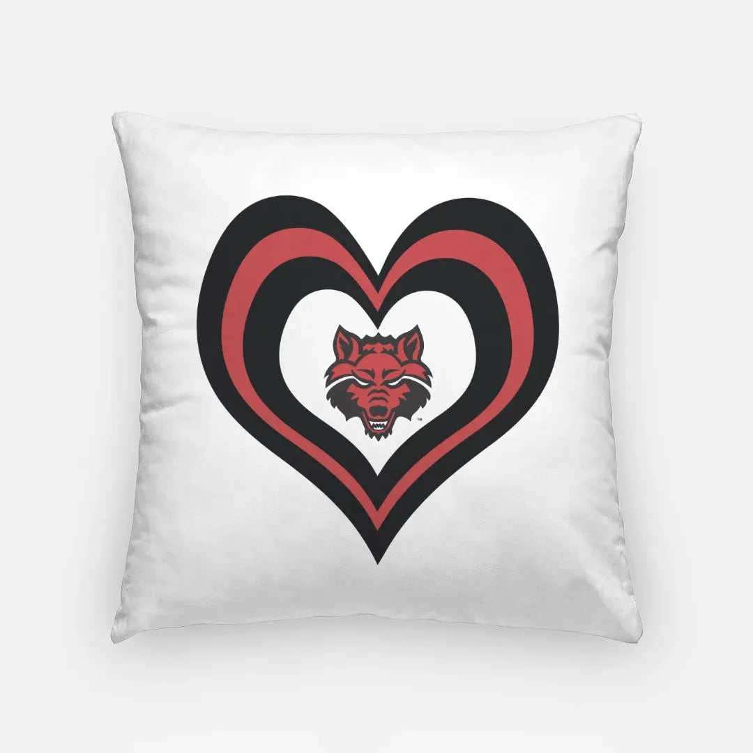 Arkansas State University 18" Heart Throw Pillow Cover Pillow Covers