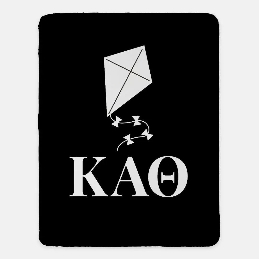 Kappa Alpha Theta XL 60x80 Sherpa Throw Blanket - Kite & Greek Letters Throw Blankets