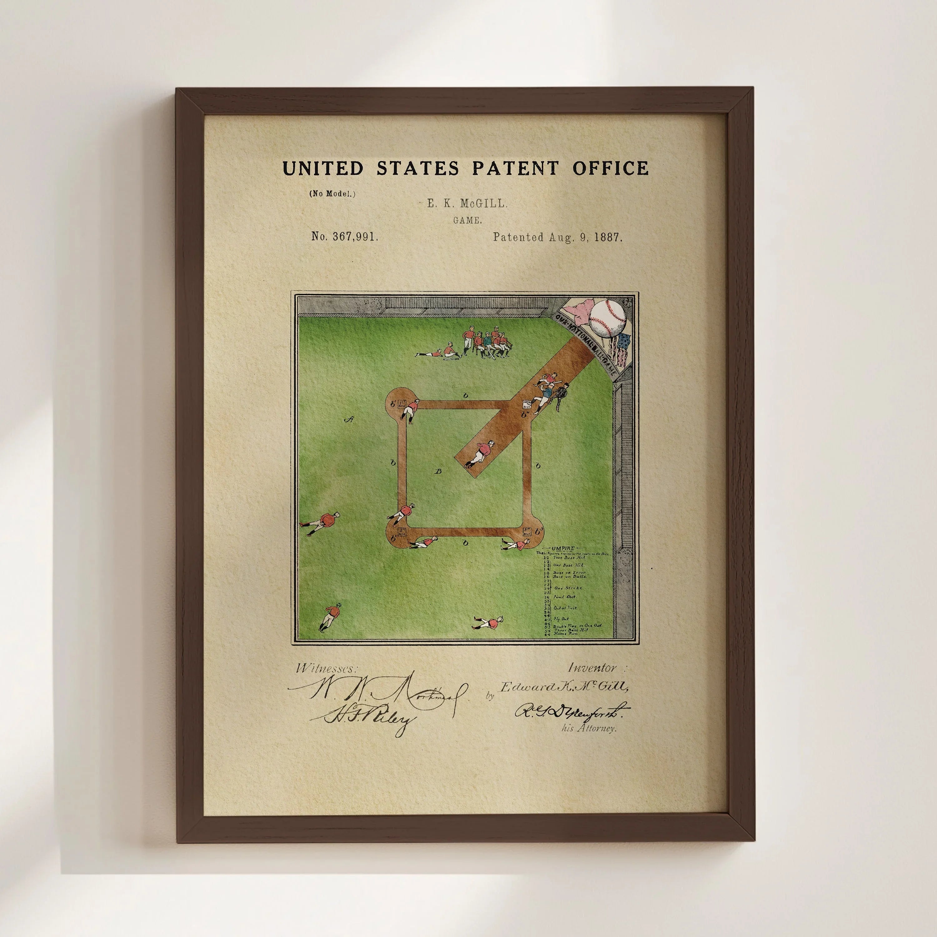 Baseball Field US Patent Art Print | Sports-Themed Dorm Decor | Campus Greek Fit