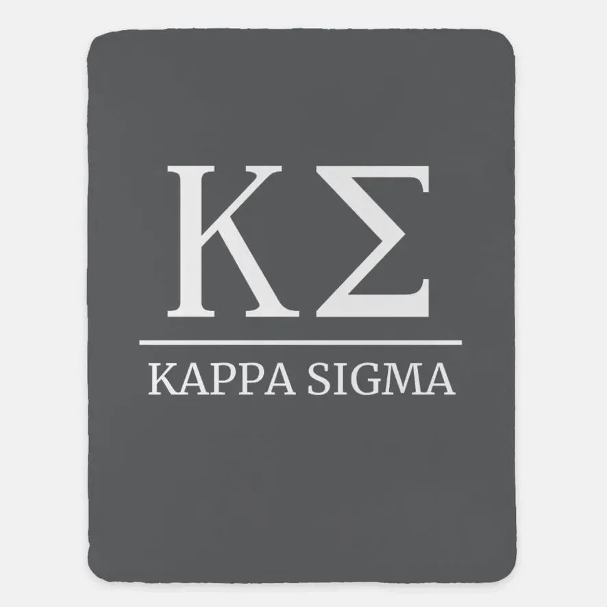 Kappa Sigma XL 60x80 Sherpa Throw Blanket Dark Gray Throw Blankets