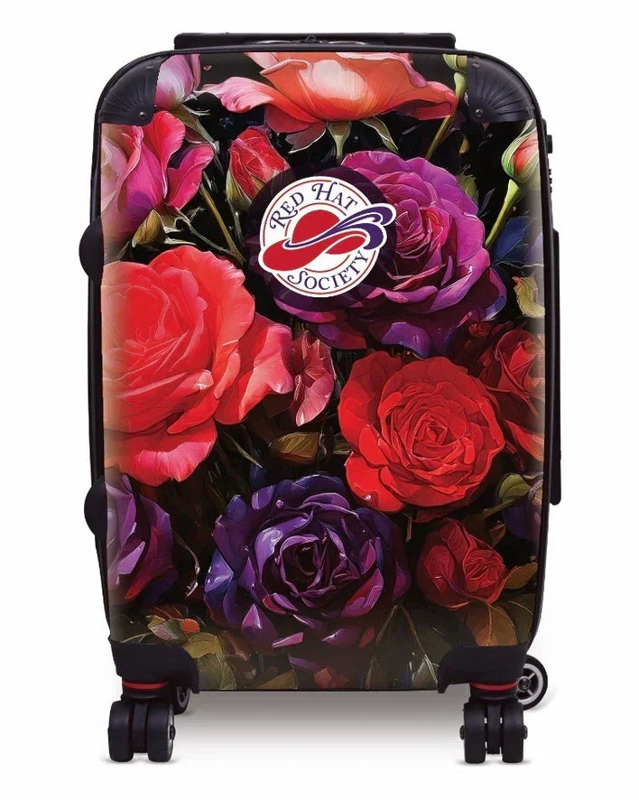 Red Hat Society Carry-on Luggage - Bold Floral Suitcases