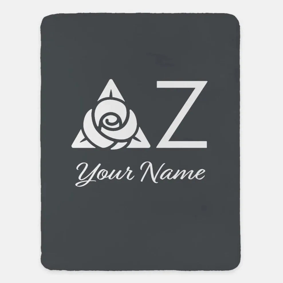 Personalized Delta Zeta XL 60x80 Sherpa Throw Blanket Gray Throw Blankets